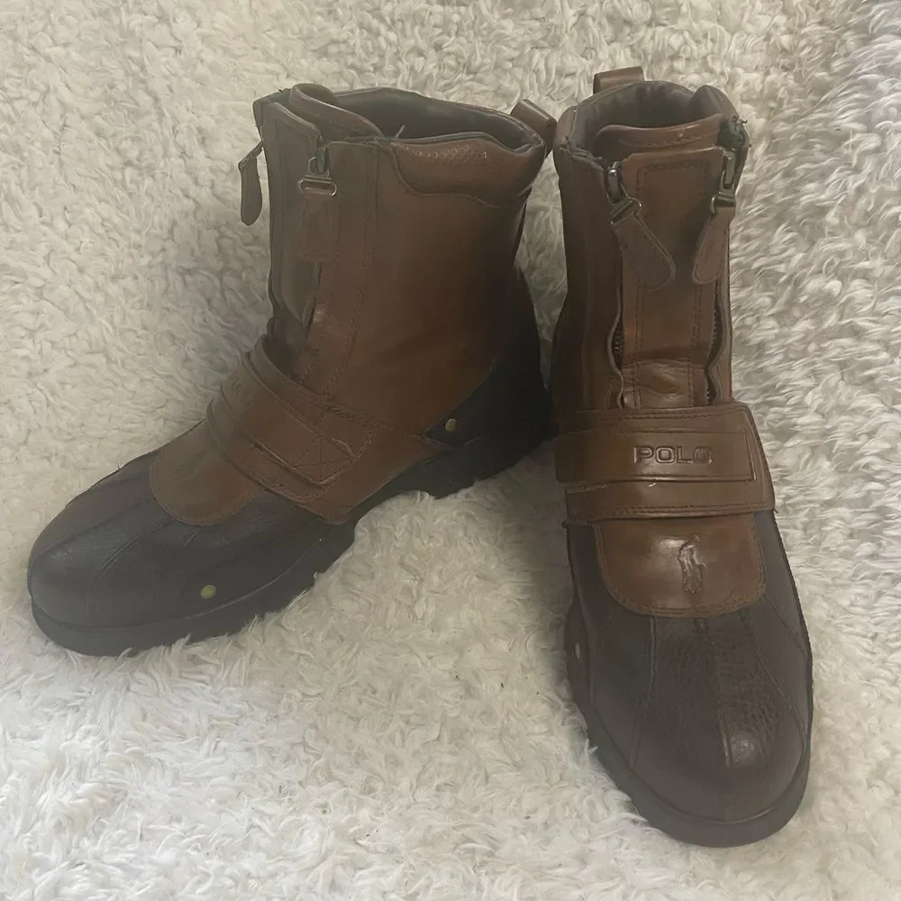 Polo Ralph Lauren Men's Darrance Ankle Boot, Tan/ Black SZ13D